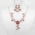 511174 Pink in Gold Crystal Necklace Set