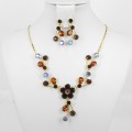 511174 Brown in Gold Crystal Necklace Set