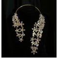 511208-201AB Crystal Flower Necklace in Gold