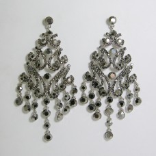 512324 Black Crystal Earring in Silver