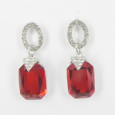 512366 Red Crystal Earring in Silver