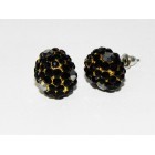512263-202 BLACK CRYSTAL EARRING IN GOLD