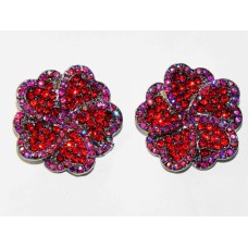 512328-107 RED CRYSTAL EARRING IN SILVER