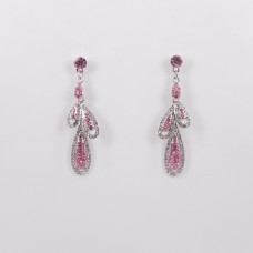 512343 Pink in Silver Crystal Earring