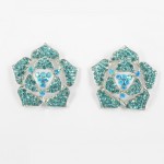 512338 Aqua in Silver Earring