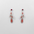 512343 Red in Silver Crystal Earring