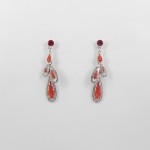 512343 Red in Silver Crystal Earring