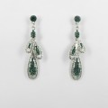 512343 Emerald in Silver Crystal Earring