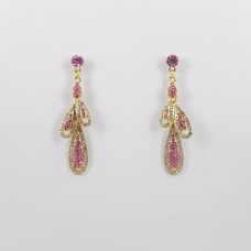 512343 Pink in Gold Crystal Earring