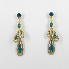 512343 Blue in Gold Crystal Earring