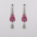 512345 Pink in Silver Crystal Earring