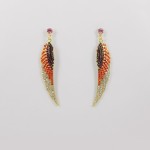512347 Red in Gold Crystal Earring