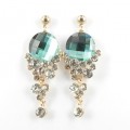 512371 Green Crystal Earring  in Rose Gold