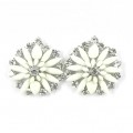 512372-101 White Flower with crystal in Silver Earring