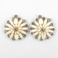 512372-201 White Flower with crystal in Rose Gold Earring