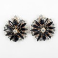 512372-202 Black Flower with crystal in Rose Gold Earring