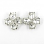 512375-101 White Flower with crystal in Silver Earring