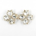 512375-201 White Flower with crystal in Gold Earring