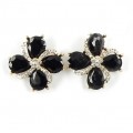 512375-202 Black Flower with crystal in Gold Earring