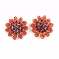512379-207 Red Crystal Flower Earring in Gold
