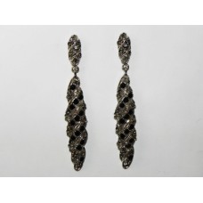 512384-102 Black Crystal Earring in Silver