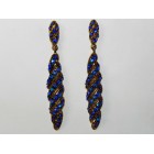 512384-215 Royal Blue Crystal Earring in Gold