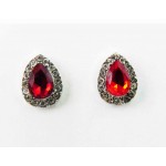 512431-107  Red Drop Shape Earring in Silver