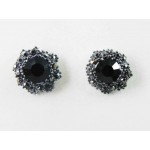 512505-302 Black Crystal Earring in Gun Metal