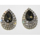 512506-129 Charcoal Crystal Earring in Silver