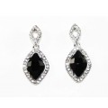 512522-102 Black Crystal Earring in Silver
