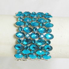 513085-113 Blue Crystal Oval  Bracelet in Silver