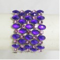 513085-116 Purple Crystal Oval Stretch Bracelet in Silver
