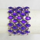 513085-116 Purple Crystal Oval Stretch Bracelet in Silver