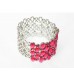 513085-109 Pink Crystal Oval Stretch Bracelet in Silver