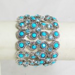 514152-110 Aqua Blue Rhinestone Stretch bracelet in Silver