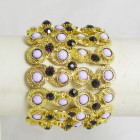 514152-216 Purple  Rhinestone Stretch  bracelet in Gold