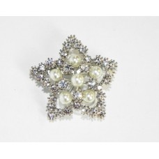 515093 Crystal Silver and Pearl Brooch