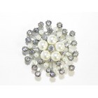 515094-101  Crystal Silver and Pearl Brooch