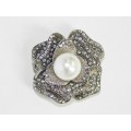 515101 Crystal Silver Brooch with Pearl
