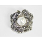 515101 Crystal Silver Brooch with Pearl