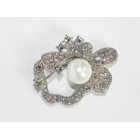 515102 Crystal Silver Brooch with Pearl