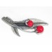 515103-307 Clear in Black Brooch with Red Pearl