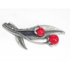 515103-307 Clear in Black Brooch with Red Pearl