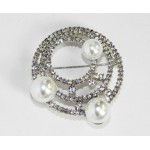 515104 Clear Crystal Silver Brooch with Pearl