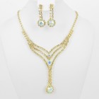591358-201AB Clear Crystal in Gold Necklace set 
