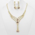 591358-205 Purple Crystal in Gold Necklace set 
