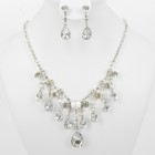 591417-101 Clear Crystal in Silver Necklace set 