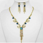 591372 Zir. Blue  Necklace Set in Gold