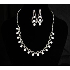 591410 Silver Stone Necklace Set & Pearl