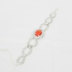 593106 Red Crystal in silver  bracelet